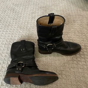Frye short black leather boots